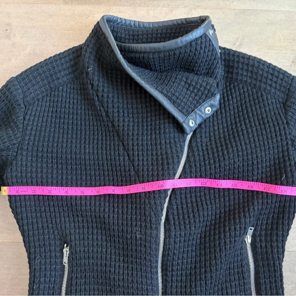 IRO Chelane Black Waffle Knit Leather Trimmed Jacket - Picture 5 of 7